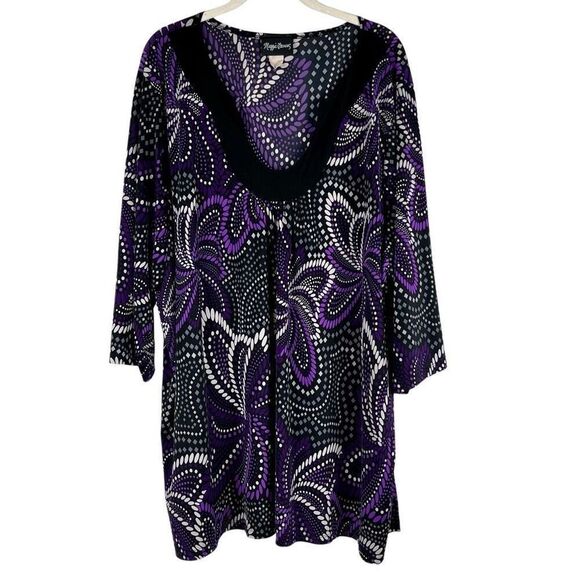 Maggie Barnes Geometric Floral Polka Dot Blouse 2X - Picture 1 of 8